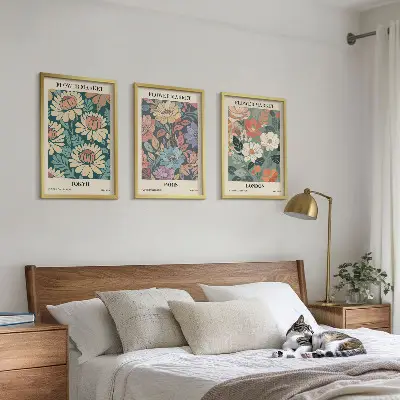 Blumenposter Tokio Paris London gerahmtes Bilderset