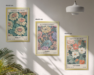Gerahmtes bilderset Blumenposter Tokio Paris London