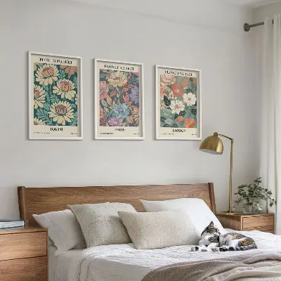 Blumenposter Tokio Paris London gerahmtes Bilderset