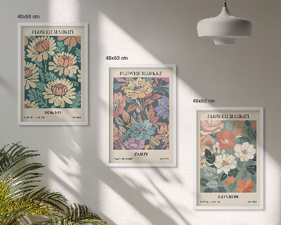 Gerahmtes bilderset Blumenposter Tokio Paris London