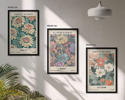 Gerahmtes bilderset Blumenposter Tokio Paris London