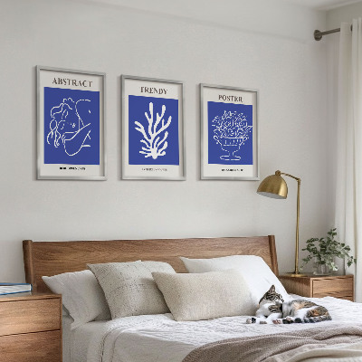 Bilder-3er-set mit rahmen Stilvolle blaue Poster