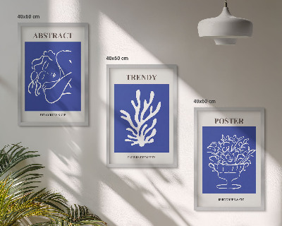 Bilder-3er-set mit rahmen Stilvolle blaue Poster