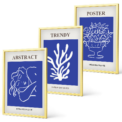 Bilder-3er-set mit rahmen Stilvolle blaue Poster
