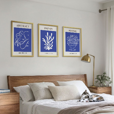 Bilder-3er-set mit rahmen Stilvolle blaue Poster