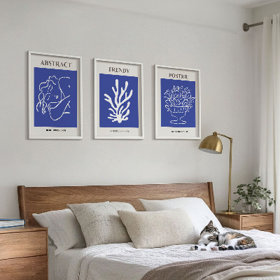 Bilder-3er-set mit rahmen Stilvolle blaue Poster