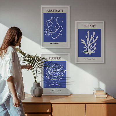 Bilder-3er-set mit rahmen Stilvolle blaue Poster