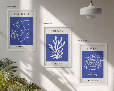 Bilder-3er-set mit rahmen Stilvolle blaue Poster