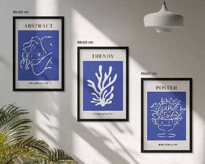 Bilder-3er-set mit rahmen Stilvolle blaue Poster