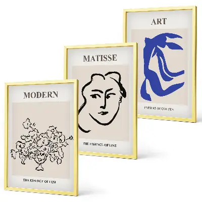 Abstrakte minimalistische Poster 3er-Set mit Rahmen