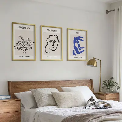 Abstrakte minimalistische Poster 3er-Set mit Rahmen