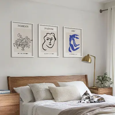 Abstrakte minimalistische Poster 3er-Set mit Rahmen