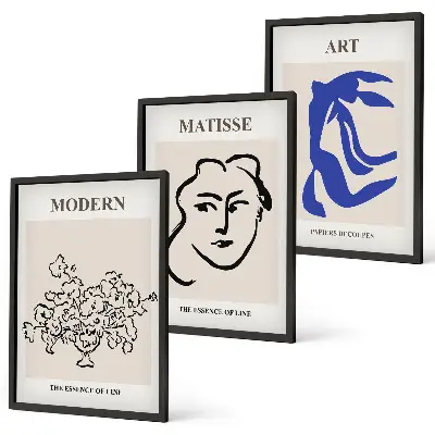 Abstrakte minimalistische Poster 3er-Set mit Rahmen