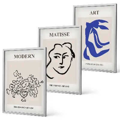 Abstrakte minimalistische Poster 3er-Set mit Rahmen