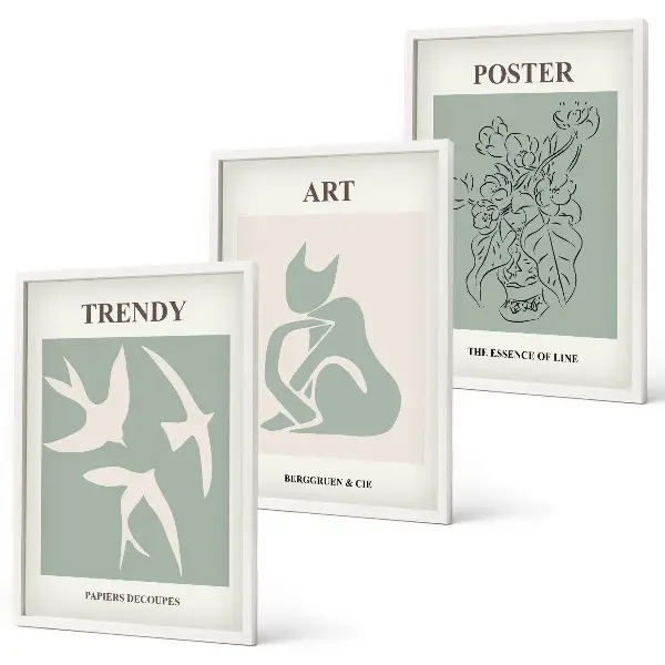Gerahmtes Bilderset mit Illustrationen im Matisse-Stil