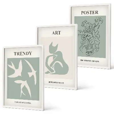 Gerahmtes Bilderset mit Illustrationen im Matisse-Stil