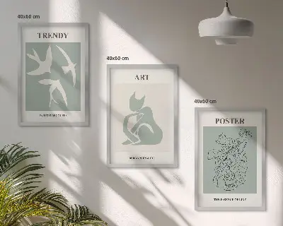 Gerahmtes Bilderset mit Illustrationen im Matisse-Stil