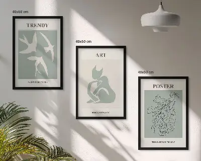 Gerahmtes Bilderset mit Illustrationen im Matisse-Stil