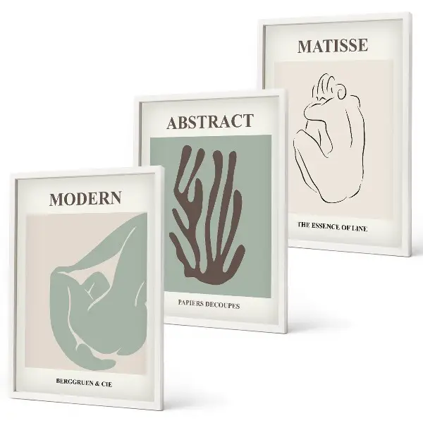 Matisses abstrakte Gemälde 3er-Set mit Rahmen