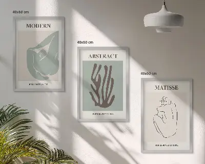 Matisses abstrakte Gemälde 3er-Set mit Rahmen