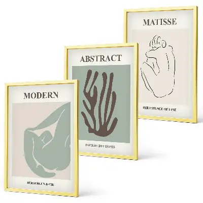 Matisses abstrakte Gemälde 3er-Set mit Rahmen