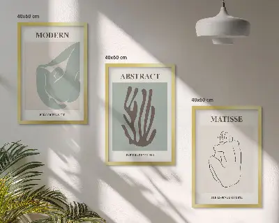 Matisses abstrakte Gemälde 3er-Set mit Rahmen