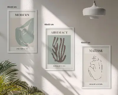 Matisses abstrakte Gemälde 3er-Set mit Rahmen