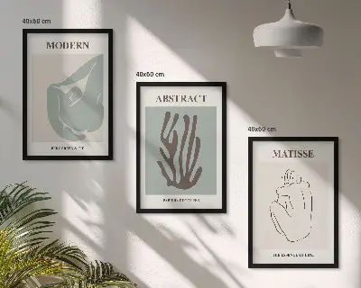Matisses abstrakte Gemälde 3er-Set mit Rahmen