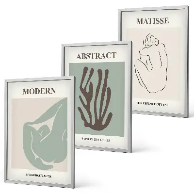 Matisses abstrakte Gemälde 3er-Set mit Rahmen