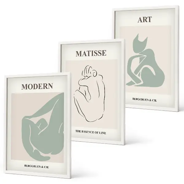 Abstrakte Pastellfiguren gerahmtes Bilderset