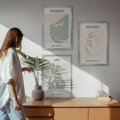 Abstrakte Pastellfiguren gerahmtes Bilderset