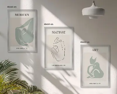 Abstrakte Pastellfiguren gerahmtes Bilderset