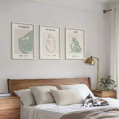 Abstrakte Pastellfiguren gerahmtes Bilderset