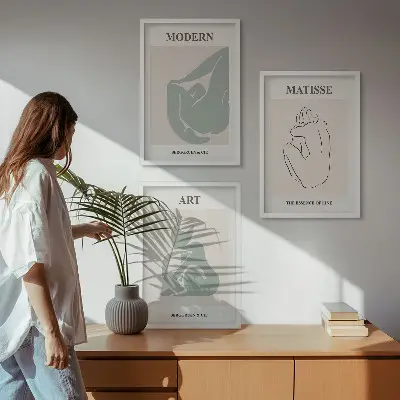Abstrakte Pastellfiguren gerahmtes Bilderset