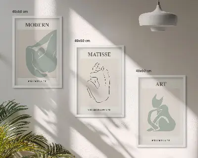Abstrakte Pastellfiguren gerahmtes Bilderset