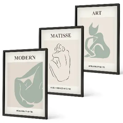 Abstrakte Pastellfiguren gerahmtes Bilderset