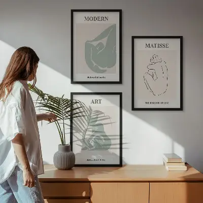 Abstrakte Pastellfiguren gerahmtes Bilderset