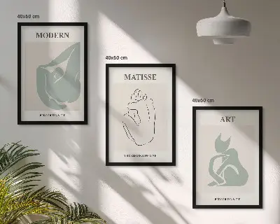 Abstrakte Pastellfiguren gerahmtes Bilderset