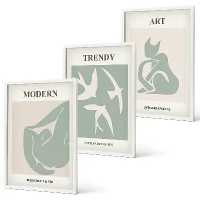 Matisse abstrakte Figuren 3er-Set Bilder mit Rahmen
