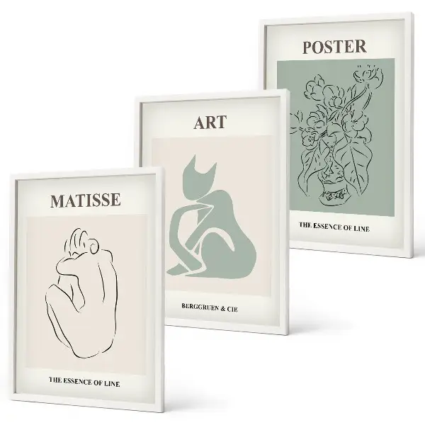 Matisse Poster Set in Grün und Beige gerahmt