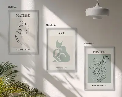 Matisse Poster Set in Grün und Beige gerahmt