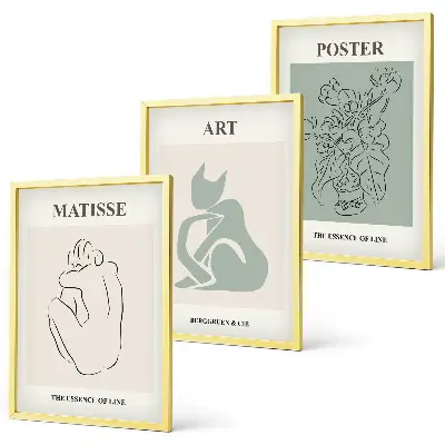 Matisse Poster Set in Grün und Beige gerahmt