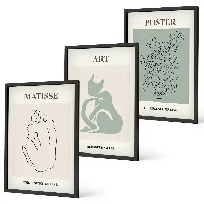 Matisse Poster Set in Grün und Beige gerahmt