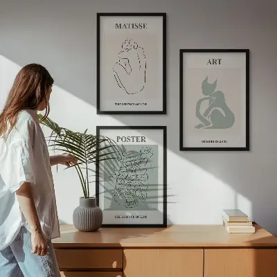 Matisse Poster Set in Grün und Beige gerahmt