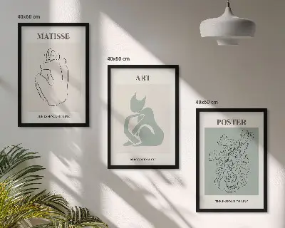 Matisse Poster Set in Grün und Beige gerahmt
