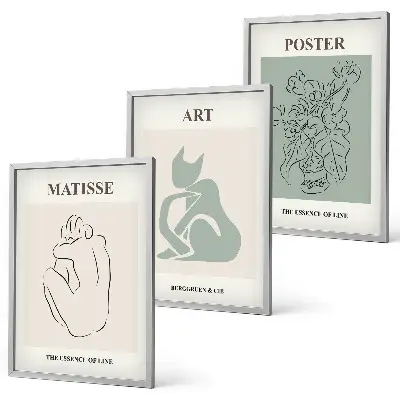 Matisse Poster Set in Grün und Beige gerahmt