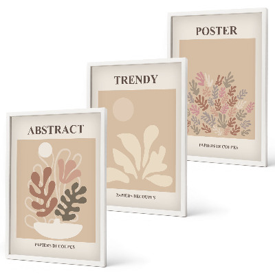 Gerahmtes bilderset Pflanzenmotive beige braun