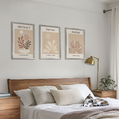 Gerahmtes bilderset Pflanzenmotive beige braun
