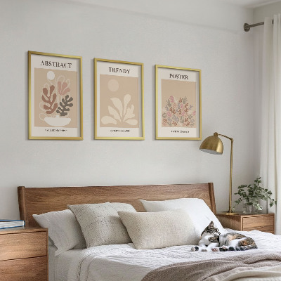 Gerahmtes bilderset Pflanzenmotive beige braun