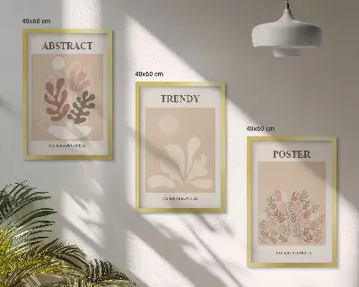 Gerahmtes Bilderset mit Pflanzenmotiven in Beige und Braun